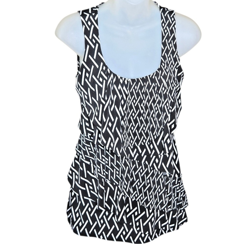 White House Black Market Womens Urban Chic Ruffle Tank Top‎ XS Indie Artsy